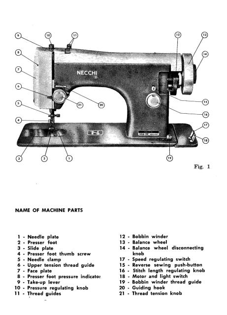 Necchi 510 Lelia Sewing Machine Instruction Manual