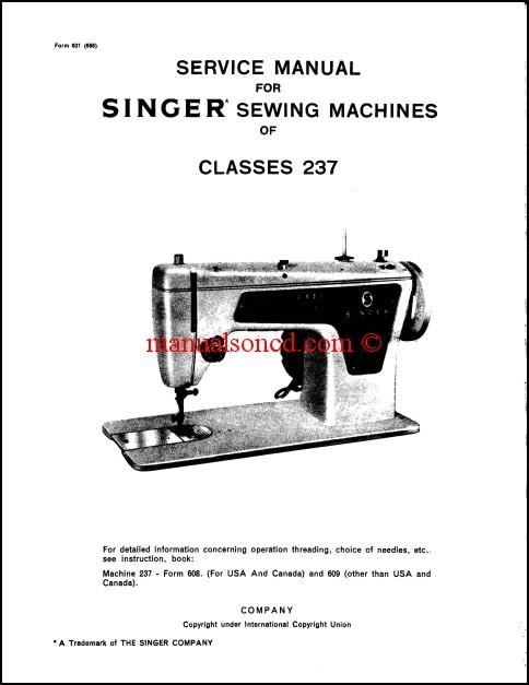 Singer 237 Sewing Machine Service Manual Download