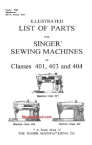 Singer Sewing Machine 401 - 403 - 404 Parts Manual - Diagrams