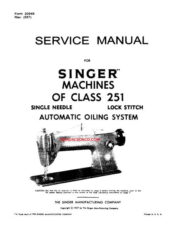 Singer 251 Sewing Machine Service Manual