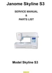 Janome Skyline S3 Service-Parts Sewing Machine Manual