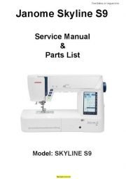 Janome Skyline S9 Service-Parts Sewing Machine Manual