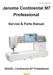 Janome Continental M7 Professional Service-Parts Sewing Manual
