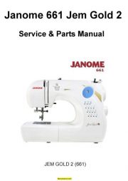 Janome 661 Jem Gold 2 Sewing Machine Service-Parts Manual