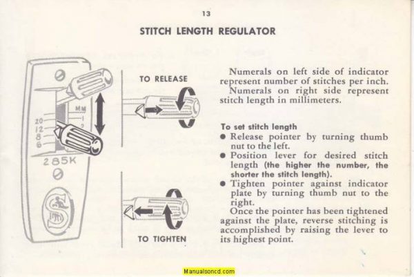 Singer 285K Sewing Machine Instruction Manual