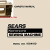 Kenmore 385.1884180 Sewing Machine Instruction Manual