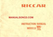 Riccar 705 - 805 Sewing Machine Instruction Manual