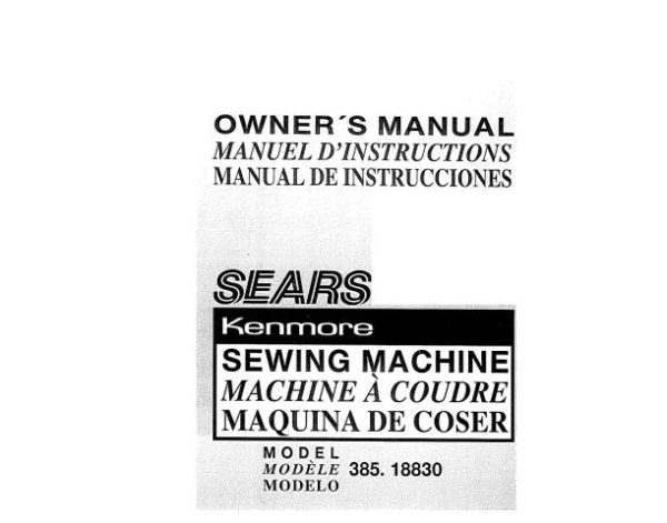 Kenmore 385.18830490 - 385.18830 Sewing Machine Manual