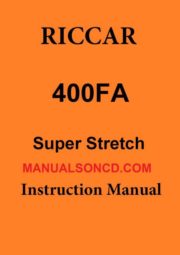 Riccar 400FA Sewing Machine Instruction Manual