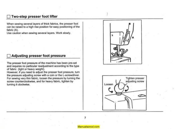 Singer 1116 Sewing Machine Instruction Manual