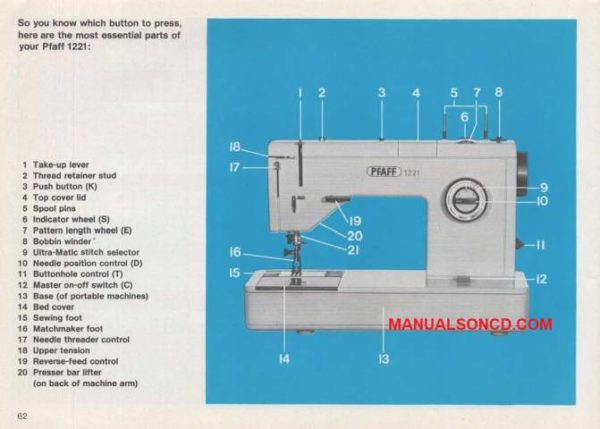 Pfaff 1221 - 1222 Sewing Machine Instruction Manual