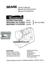 Kenmore 385.12314990 Sewing Machine Instruction Manual