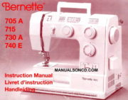 Bernina Bernette 705A-715-730A-740E Sewing Machine Manual