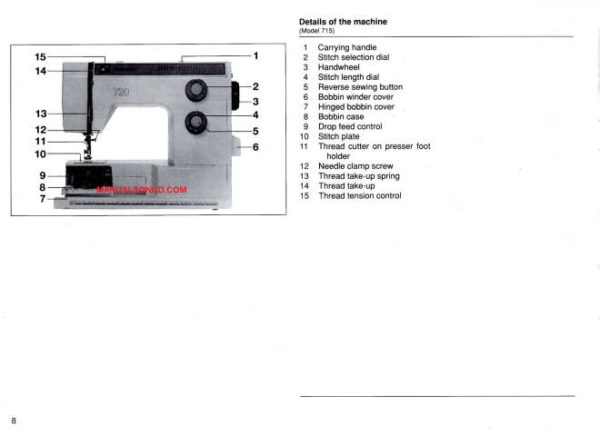 Bernina Bernette 705A-715-730A-740E Sewing Machine Manual