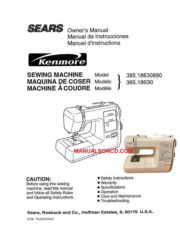 Kenmore 385.18630890 Sewing Machine Instruction Manual