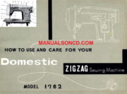 Domestic 1762 Sewing Machine Instruction Manual
