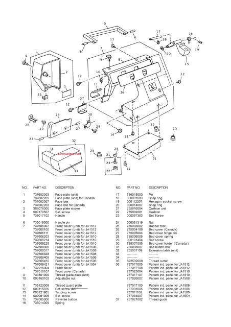 New Home – Janome JA1504 - JA1512 Service Manual