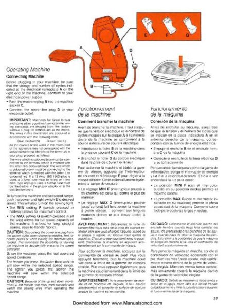 Singer 2010 Touch Tronic Sewing Machine Instruction Manual