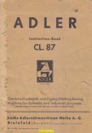 Adler CL.87 Sewing Machine Instruction Manual