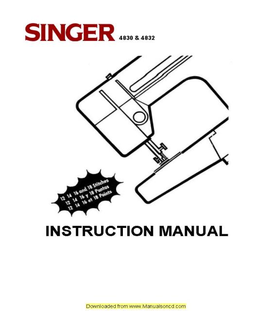 Singer 4830-4832 Sewing Machine Instruction Manual