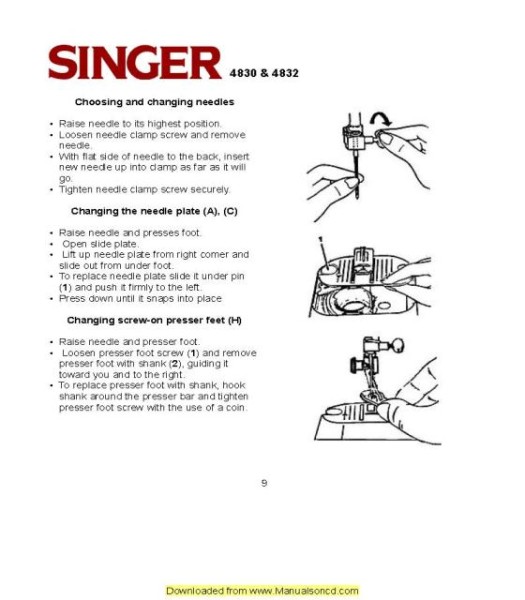 Singer 4830-4832 Sewing Machine Instruction Manual