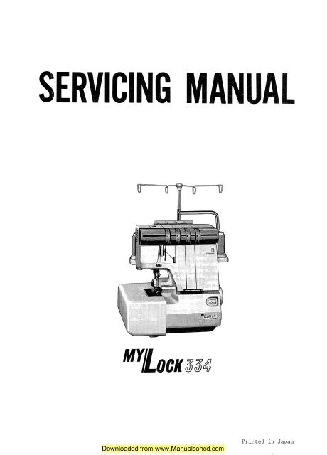 Janome 334 Sewing Machine Service Manual
