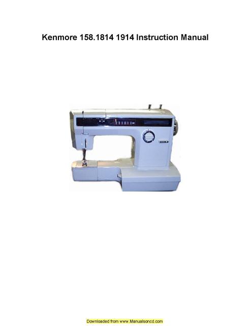Kenmore 158.1814-1914 Sewing Machine Instruction Manual