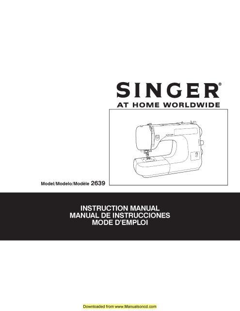 Singer 2639 Sewing Machine Instruction Manual