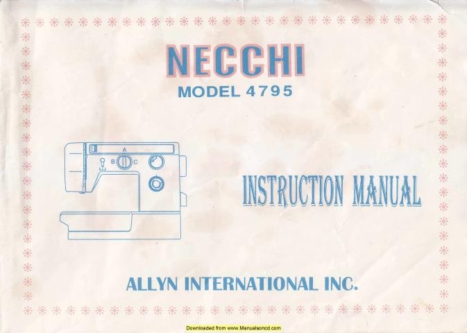 Necchi 4795 Sewing Machine Instruction Manual