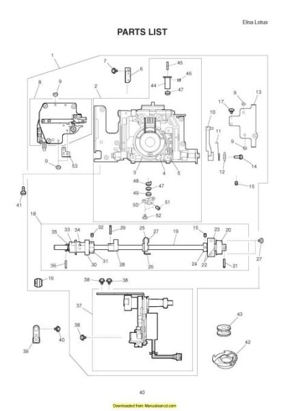 Elna Lotus Sewing Machine Service Manual Includes Parts List