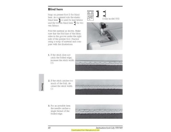 Husqvarna Viking Lily 545-555 Sewing Machine Instruction Manual