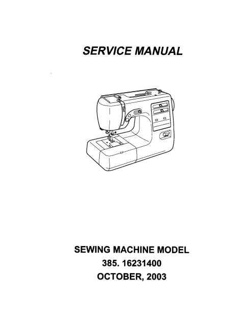Kenmore 385.16231400 Sewing Machine Service Manual