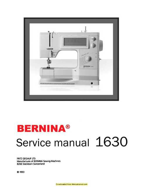 Bernina 1630 Inspiration Plus Sewing Machine Service Manual