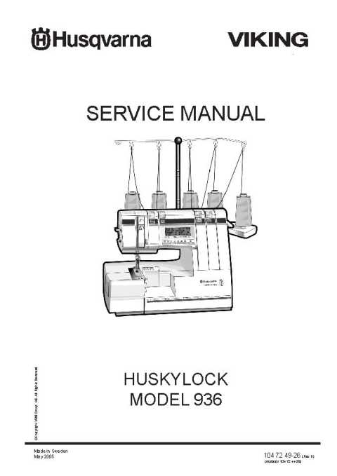 Husqvarna Viking Huskylock 936 Service-Parts Manual