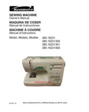 Kenmore 385.16231300 - 385.16231400 Sewing Machine Manual