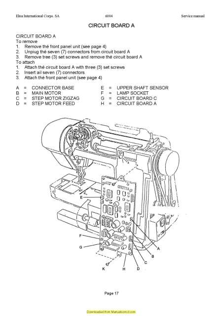 Elna 6004 Sewing Machine Service Manual Plus Parts