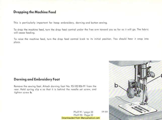 Pfaff 93 Sewing Machine Instruction Manual