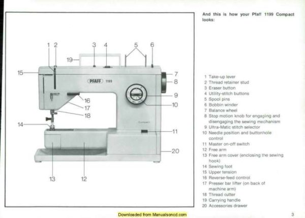 Pfaff 1196-1199 Sewing Machine Instruction Manual