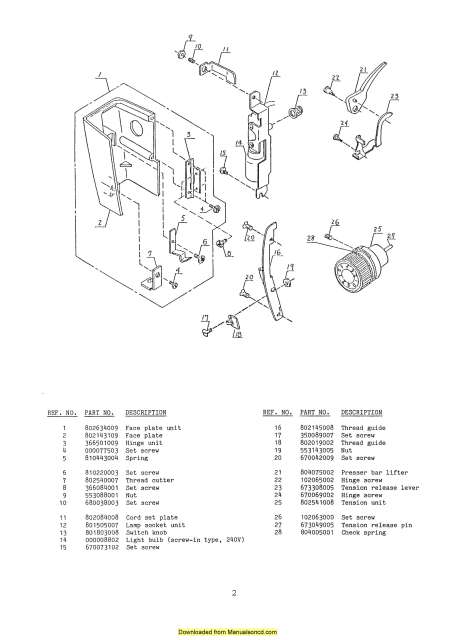 Janome 802 Sewing Machine Service-Parts Manual