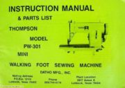 Thompson PW-301 Sewing Machine Instruction-Parts Manual