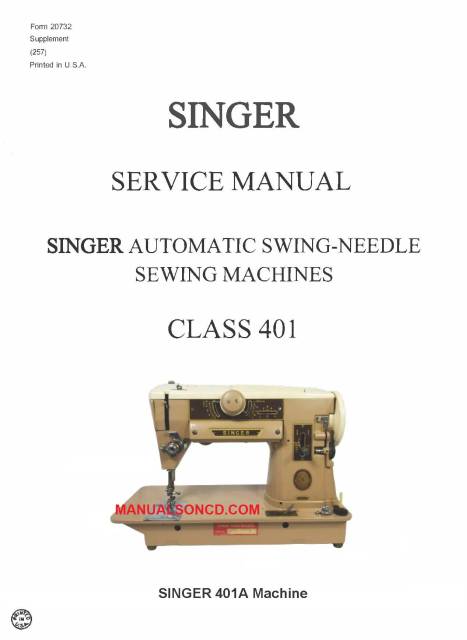 Illustrated Parts Manual Service Singer Sewing Machines 401 401A 403 403A 404 