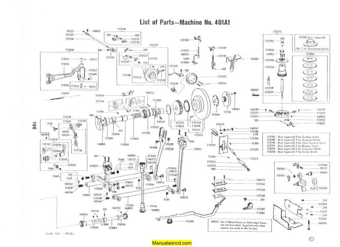 Singer 401 - 401A Sewing Machine Service - Parts Manual