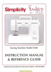 Simplicity S180 Fashion Plus Sewing Machine Instruction Manual