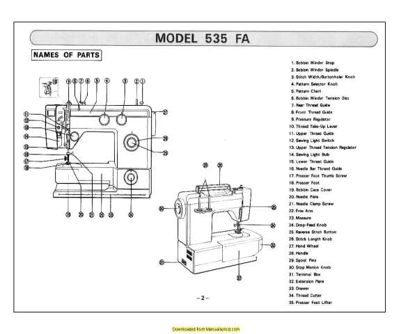 Necchi 534FB535FA536FB537FA Sewing Machine Manual