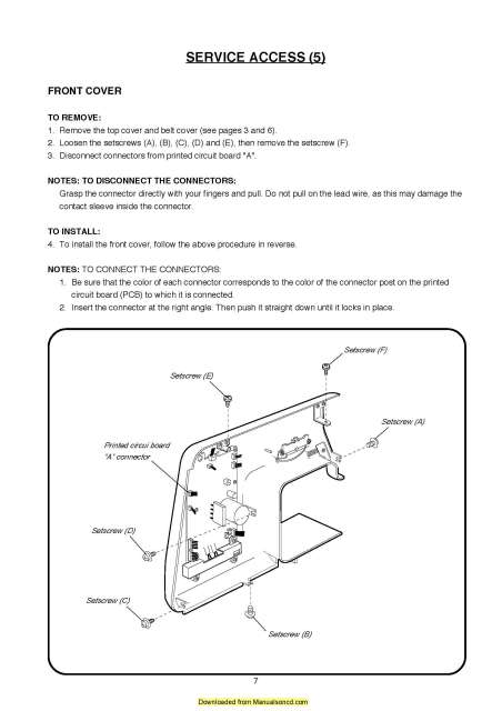 New Home Janome JW7630 Sewing Machine Service-Parts Manual