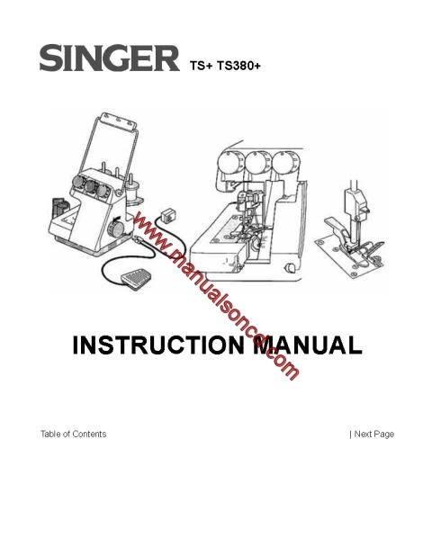Singer TS+ TS380+ Sewing Machine Instruction Manual
