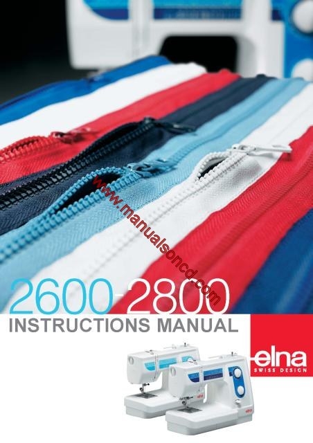 Elna 2600 - 2800 Sewing Machine Instruction Manual