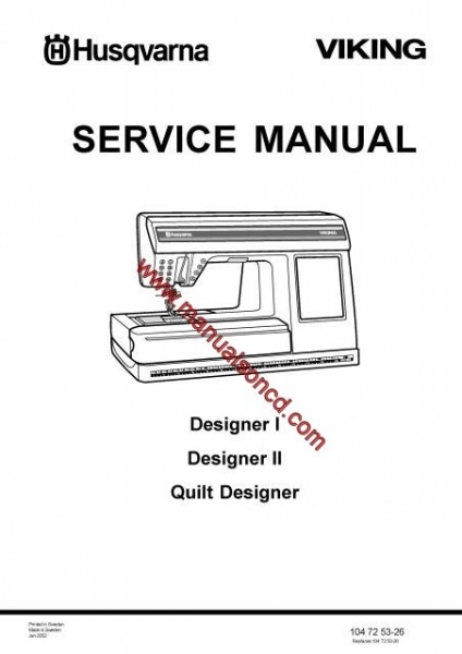 Husqvarna Viking Service Manual Designer I – II And Quilt Designer