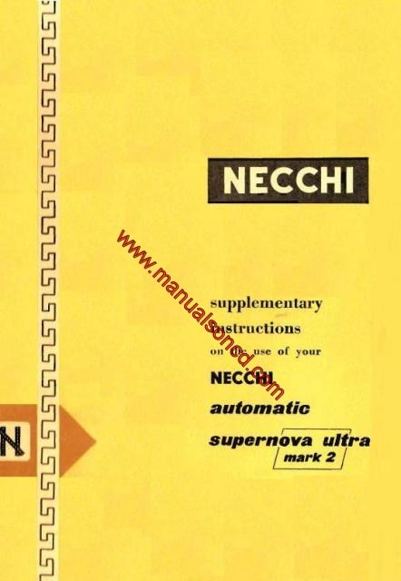 Necchi Supernova Ultra Sewing Machine Instruction Manual