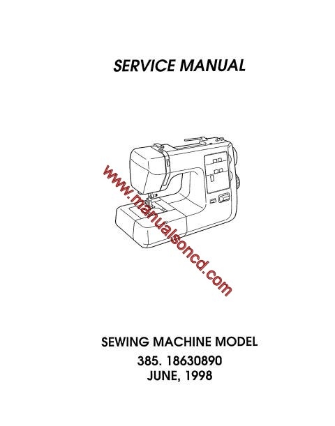 Kenmore 385.18630890 Sewing Machine Service Manual
